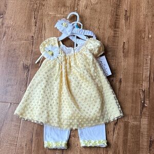 Rare Editions Yellow Textured Dress Set